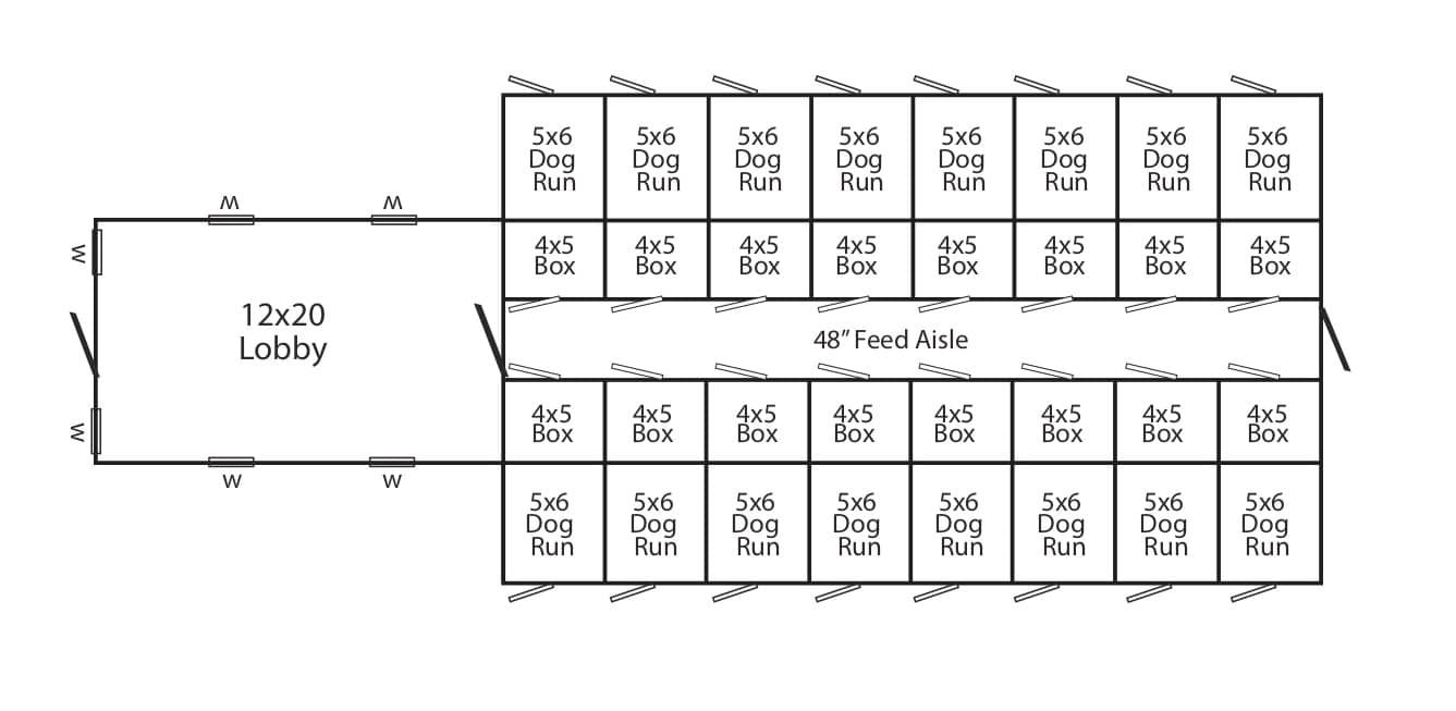 24x60 dog kennel layout