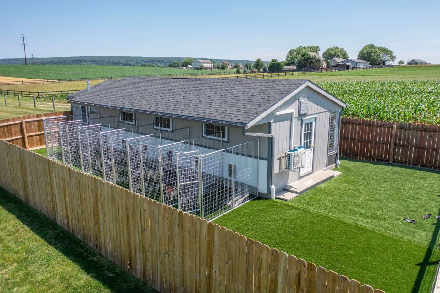 dog kennel house with outdoor runs