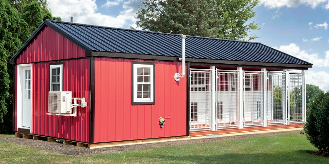 red commercial dog kennels for sale in Idaho with room for 5