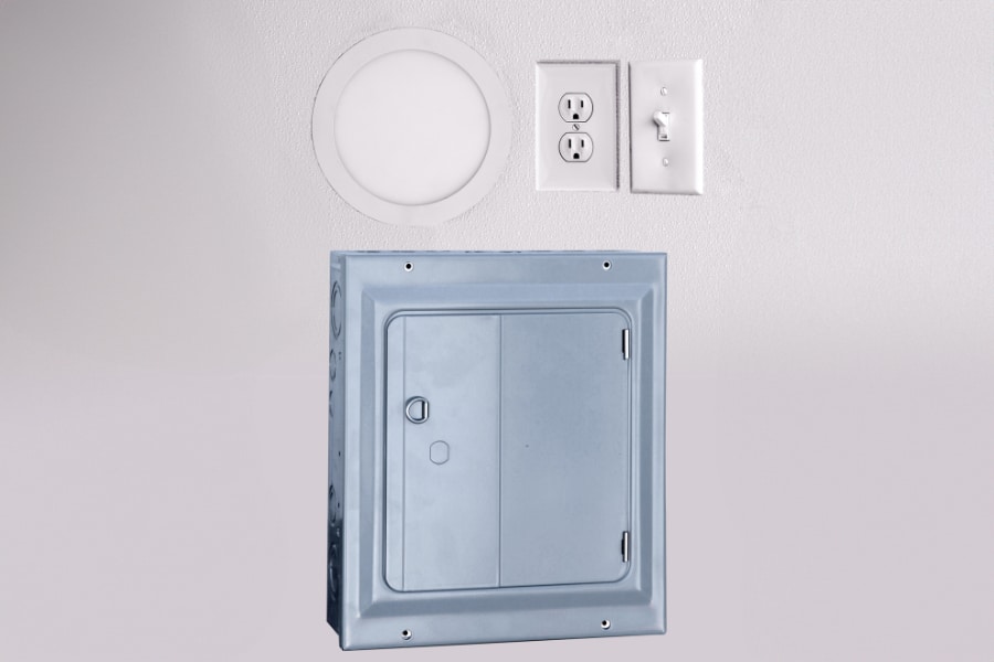 light light switch outlet and electrical box all included in electrical package