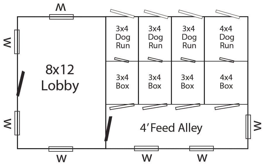 grooming and dog boarding floor plans with lobby/reception area