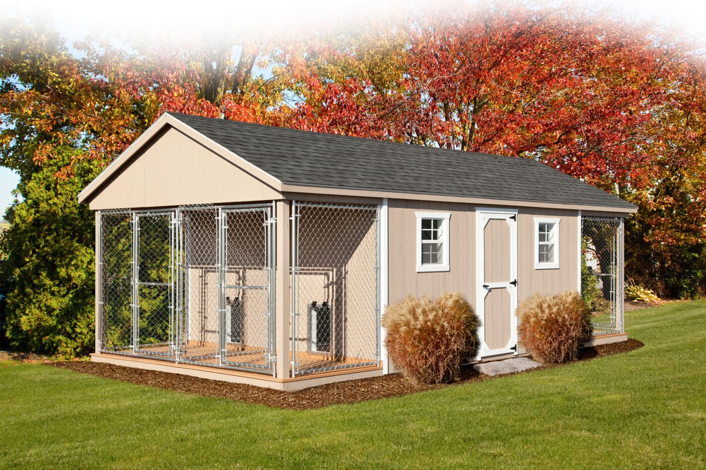tan commercial dog kennel