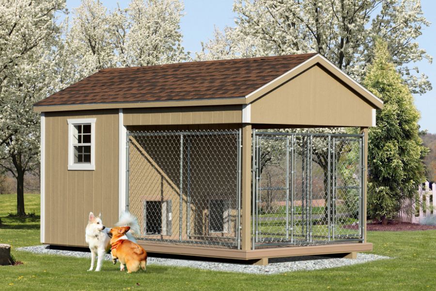 tan dog kennels for sale in Gillette WY with outdoor runs for two dogs