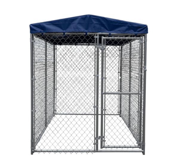 10x10 blue chainlink kennel kit front