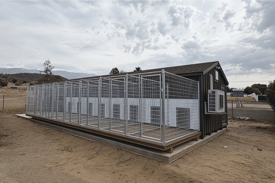 12X42 dog boarding kennel in cherry valley, CA with 8 runs