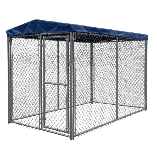8x8 blue chainlink kennel kit right side