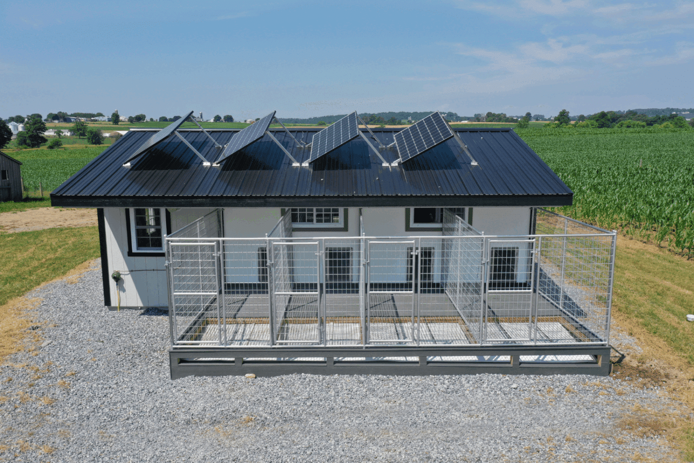 commercial dog kennel with solar panels in north carolina