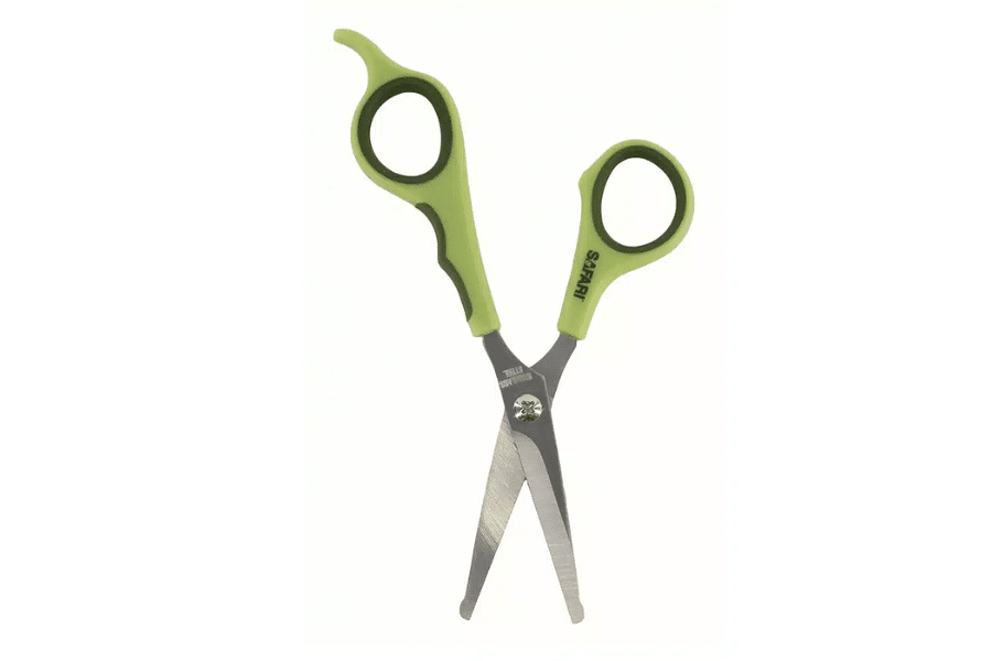 green dog trimming scissors